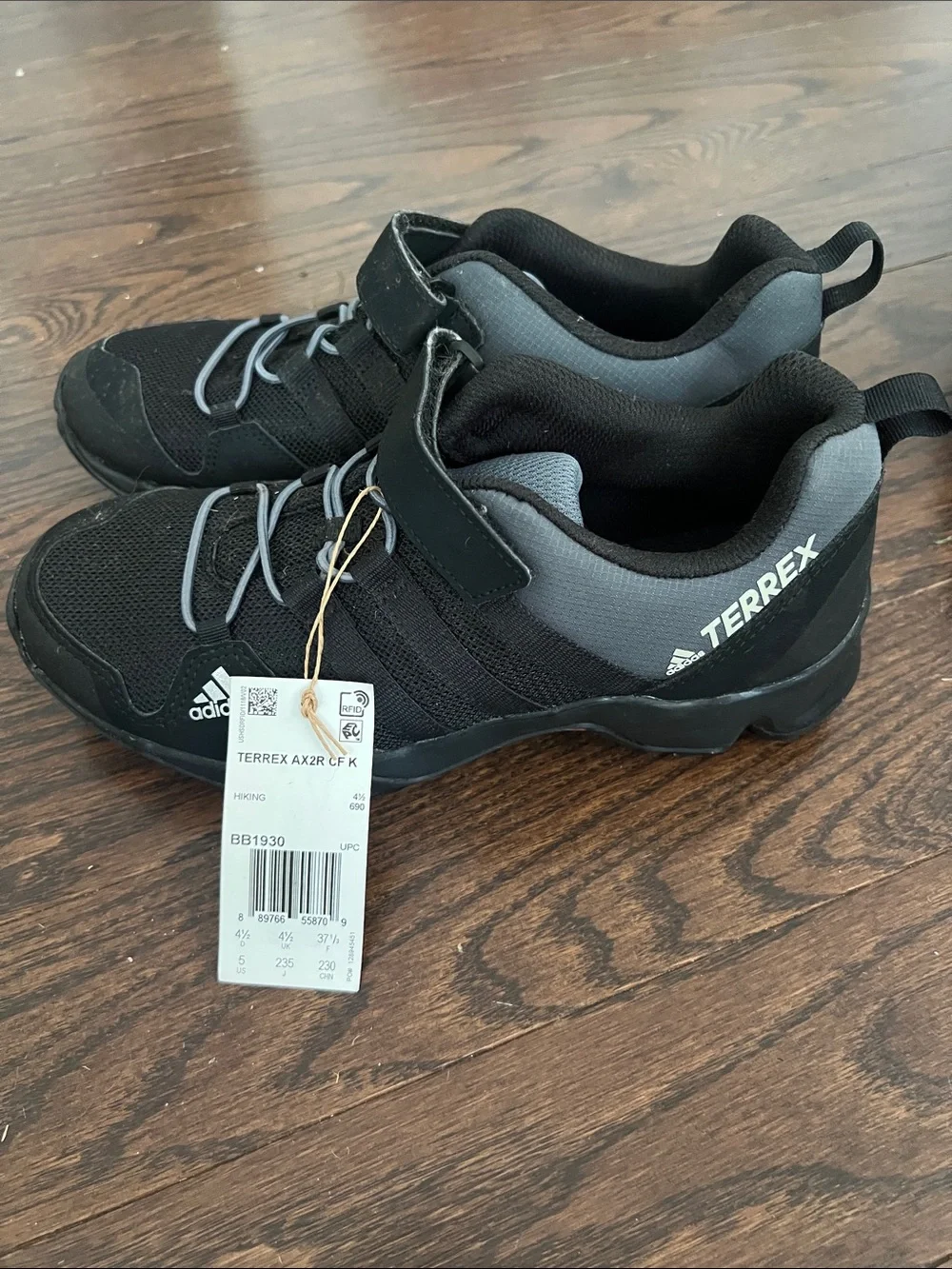 adidas Terrex Black and Gray Kid’s Trail Sneakers